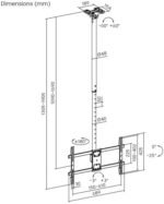 POWER LIGHT Heavy-Duty Telescoping TV Ceiling Mount for 43-86 Inch TVs, Height Adjustable Ceiling TV Bracket for Flat & Curved TVs, Universal VESA Up to 600x400mm, 360° Swivel, 60kg Capacity, Black - Image 6
