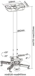 POWER LIGHT Heavy-Duty Telescopic Projector Ceiling Mount - Image 5