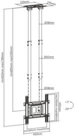 POWER LIGHT Heavy-Duty Double-Pole TV Ceiling Mount for 43-90 Inch TVs, Universal Ceiling TV Bracket for Flat & Sloped Ceilings, 360° Swivel, Height Adjustable Pole, VESA Up to 800x600mm, 100kg Capacity, Black - Image 2