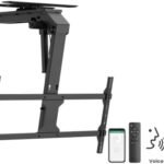 POWER LIGHT Large Smart Electric Flip-Down TV Ceiling Mount for 43-86 Inch TVs, Motorized TV Ceiling Mount with RF Remote & App Control, Universal VESA Up to 800x400mm, Electric Ceiling TV Bracket, 45kg Capacity, Black