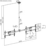 POWER LIGHT Dual Side-by-Side TV Ceiling Mount for 40-65 Inch Screens, Heavy-Duty Dual Display Ceiling Bracket, Adjustable Width 1500-2000mm, Height Adjustable 2000-3000mm Pole, 360° Rotation, Supports 100kg Total Load, Commercial Ceiling TV Mount, Black - Image 5