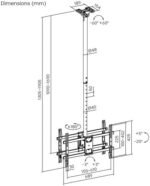 POWER LIGHT Dual Back-to-Back TV Ceiling Mount for 40-75 Inch Screens, Heavy-Duty Dual Display Ceiling Bracket, Full 360° Rotation, Height Adjustable 2500-3000mm Pole, VESA 600x400, Supports 100kg Total Load, Commercial Ceiling TV Mount, Black - Image 5