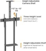POWER LIGHT Mobile TV Stand for 37–70 Inch TVs, Height Adjustable Rolling TV Cart - Image 2