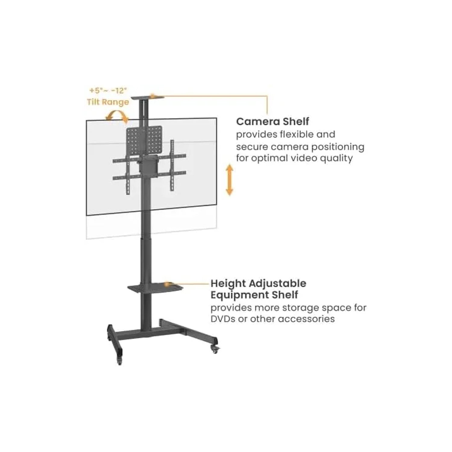 53 POWER LIGHT Mobile TV Stand with Wheels for 37-70 Inch TVs - Image 1